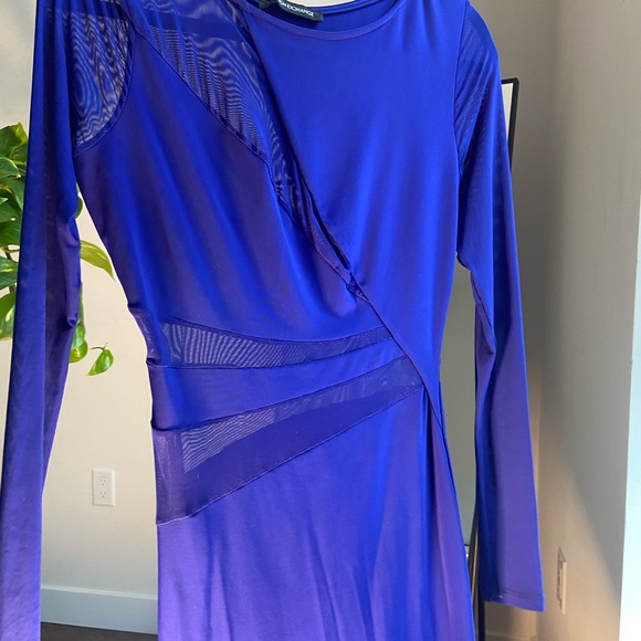 Indigo mesh cut out A-Symmetrical body con dress - Foreign Exchange - Picture 5 of 5